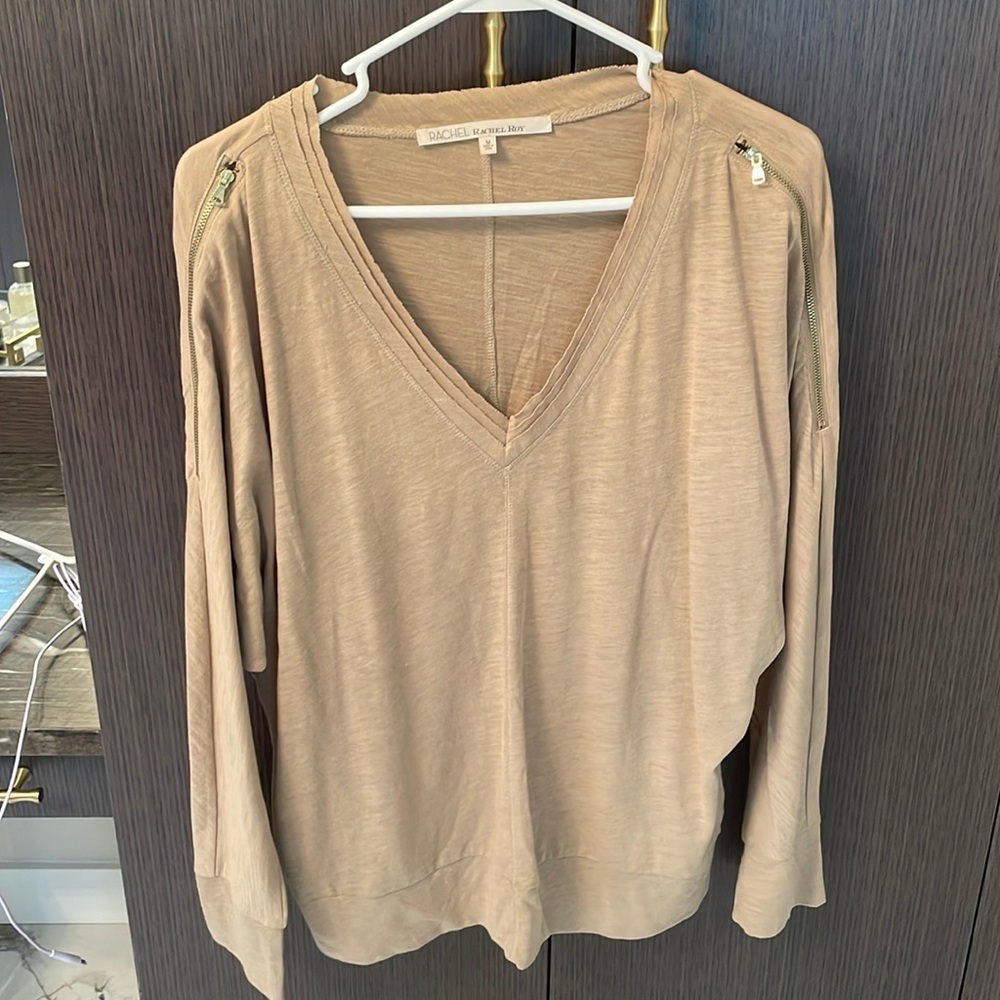 Rachel Roy top with gold accent zippers